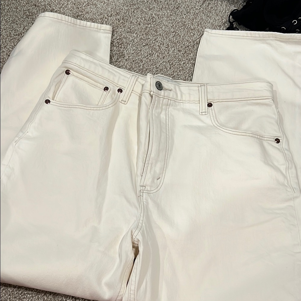 Abercrombie & Fitch White Straight Leg Jeans